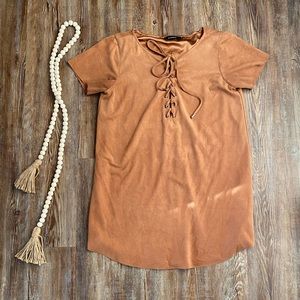 Suede Lace-Up Dress